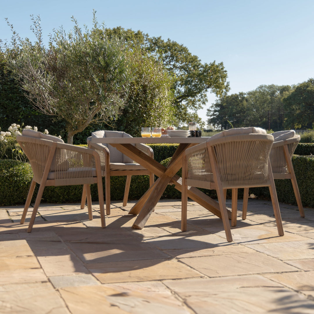 Martinique 4 Seat Round Dining Set With Concrete Top - 135cm Table - Modern Rattan Ltd