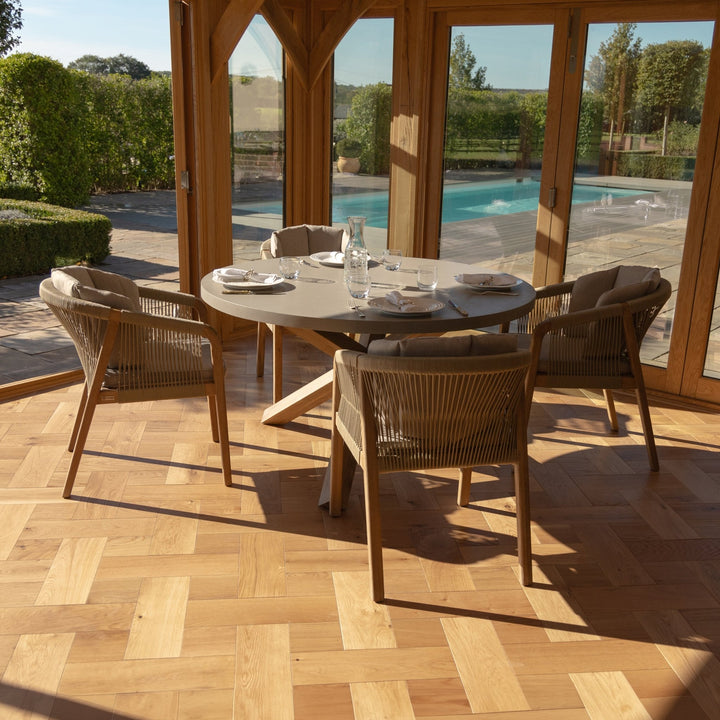 Martinique 4 Seat Round Dining Set With Concrete Top - 135cm Table - Modern Rattan Ltd