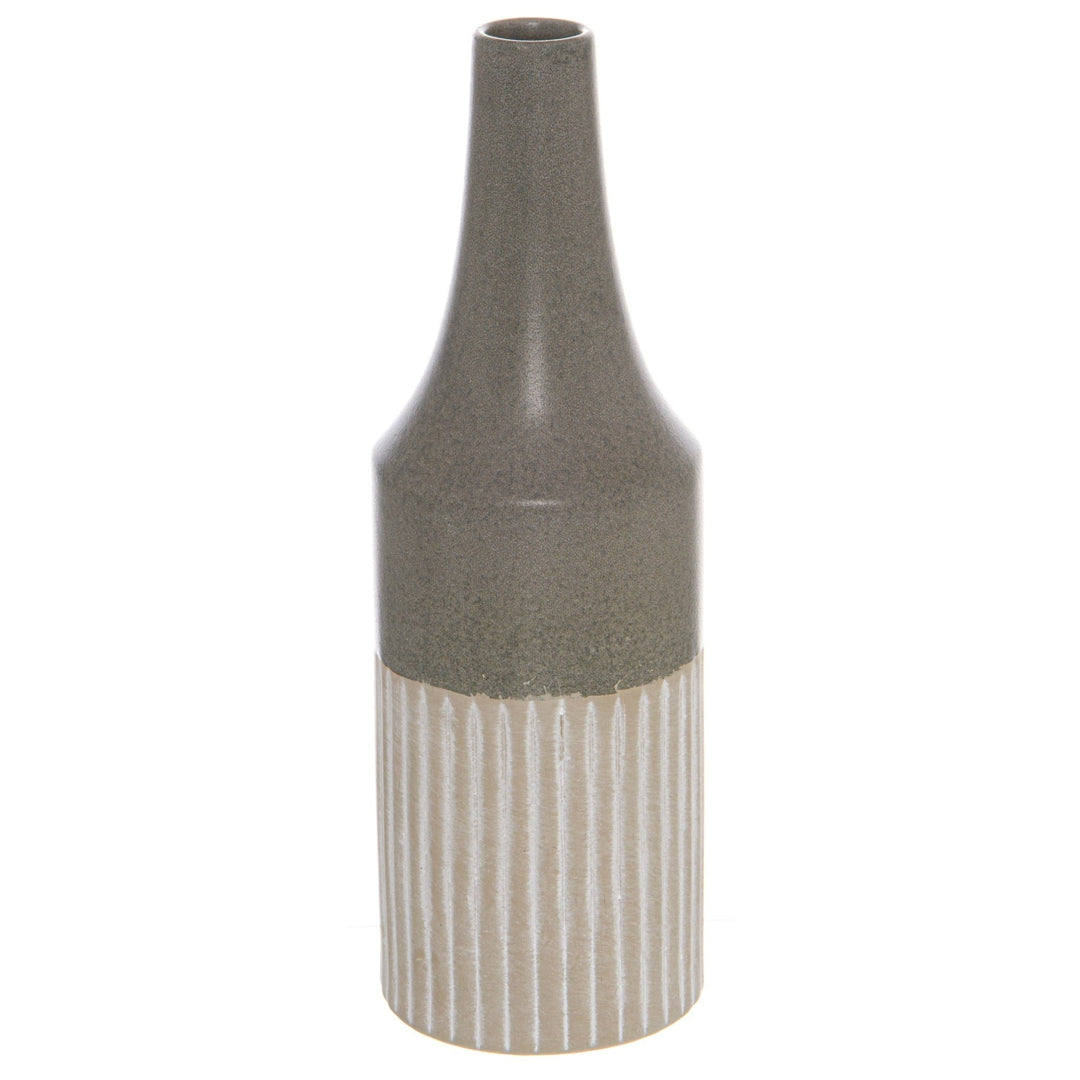 Mason Collection Grey Ceramic Convex Vase - Modern Rattan Ltd