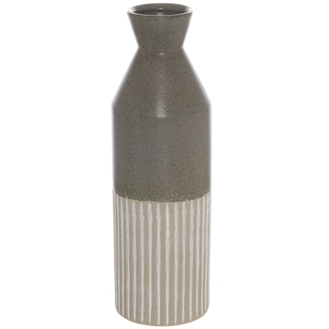 Mason Collection Grey Ceramic Ellipse Tall Vase - Modern Rattan Ltd