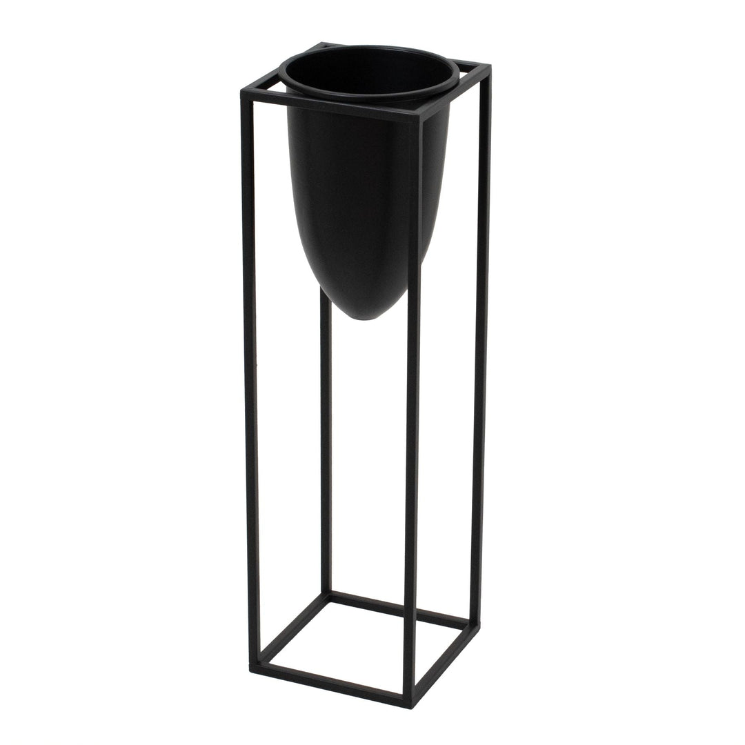 Matt Black Bullet Planter On Black Frame - Modern Rattan Ltd