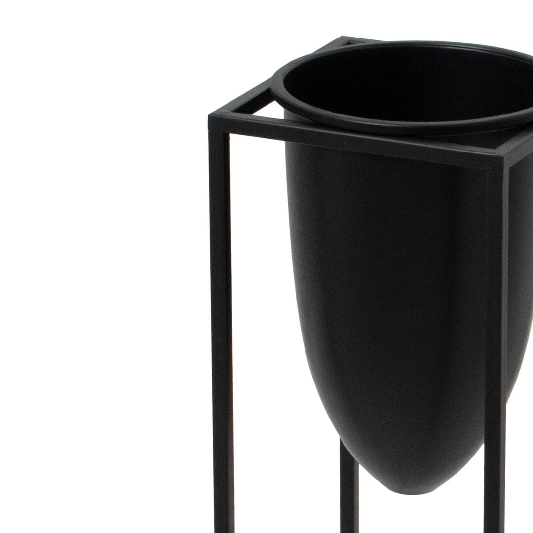 Matt Black Bullet Planter On Black Frame - Modern Rattan Ltd