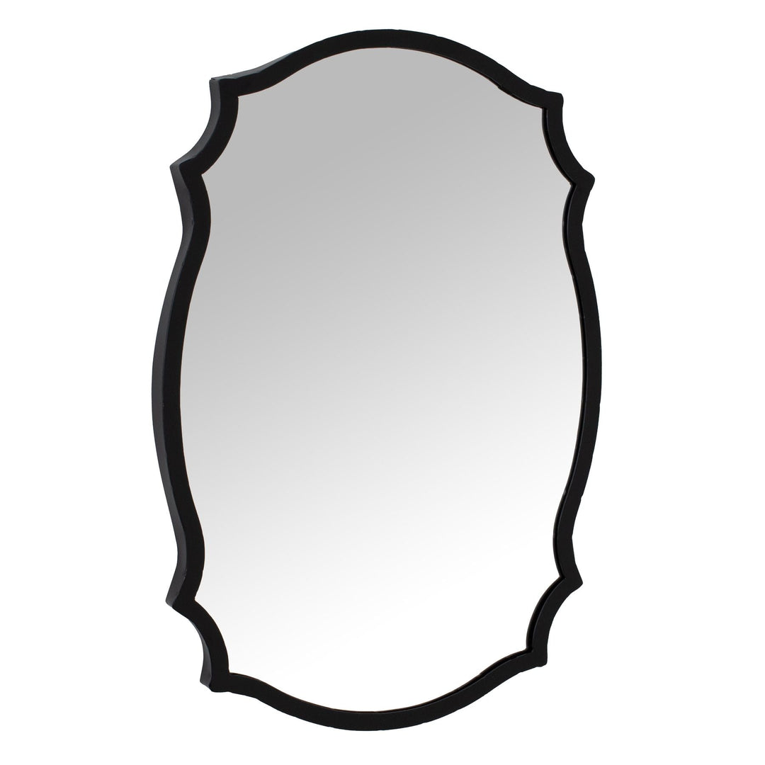 Matt Black Ornate Curved Mirror - Modern Rattan Ltd