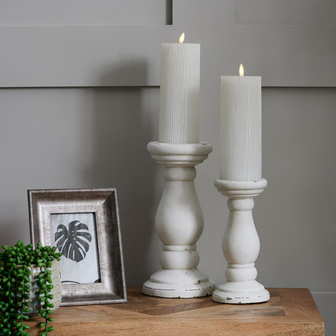 Matt White Ceramic Candle Holder - Modern Rattan Ltd