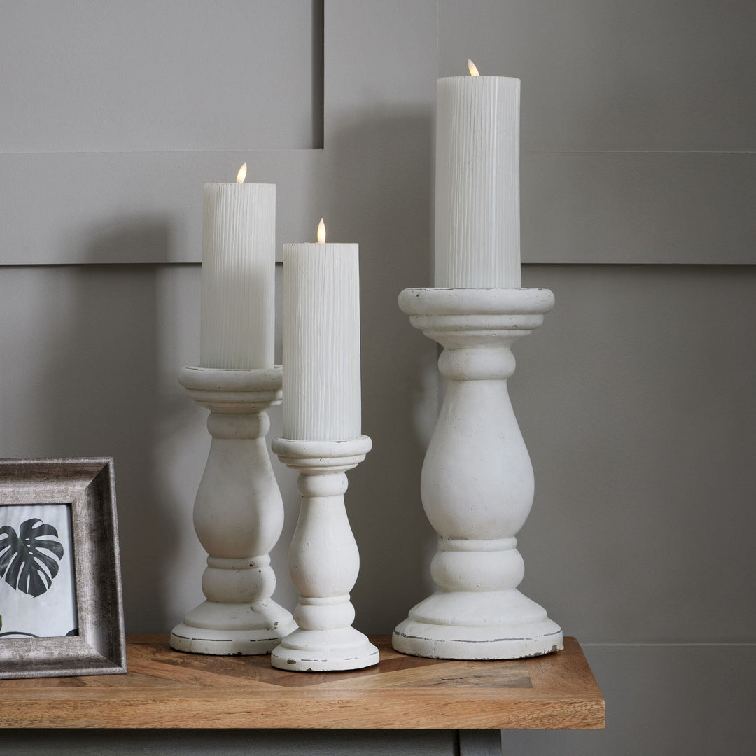 Matt White Ceramic Candle Holder - Modern Rattan Ltd