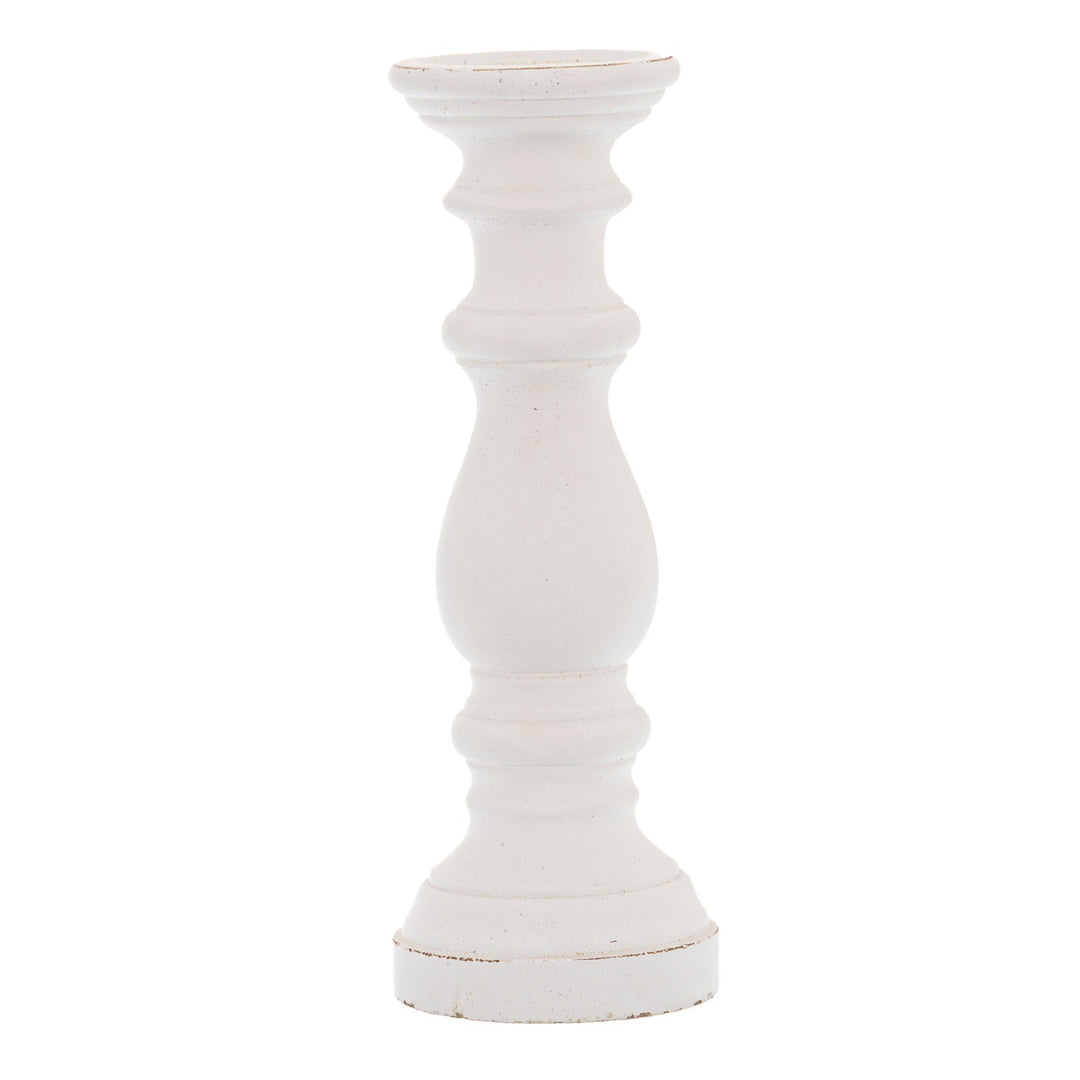 Matt White Ceramic Column Candle Holder - Modern Rattan Ltd