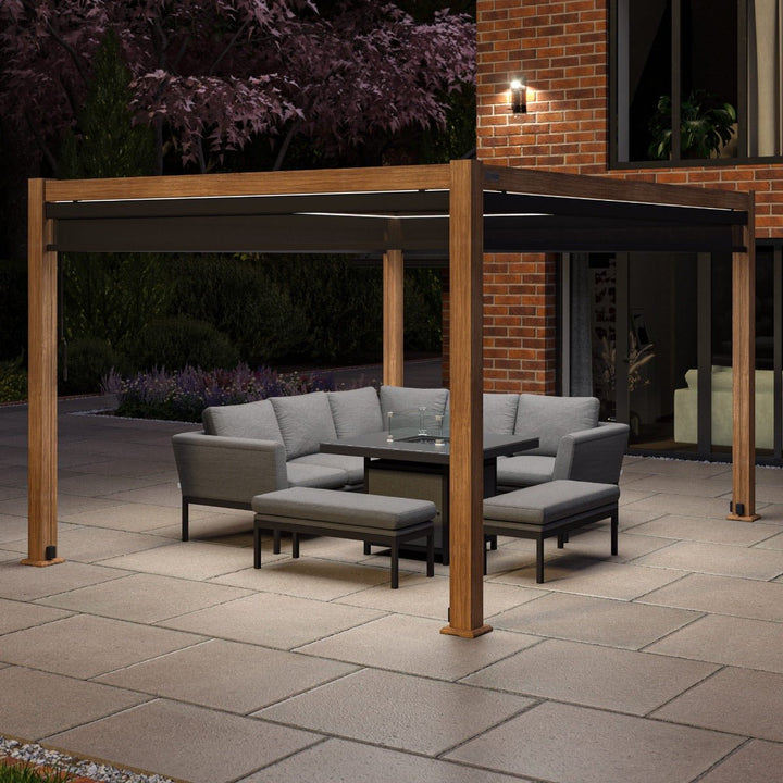 Maze - Como Pergola Aluminium LED Rectangular 3m x 4m with 4 Drop Sides - Modern Rattan Ltd