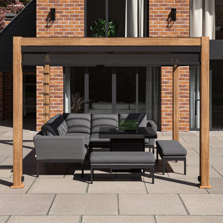 Maze - Como Pergola Aluminium LED Square 3m x 3m with 4 Drop Sides - Modern Rattan Ltd