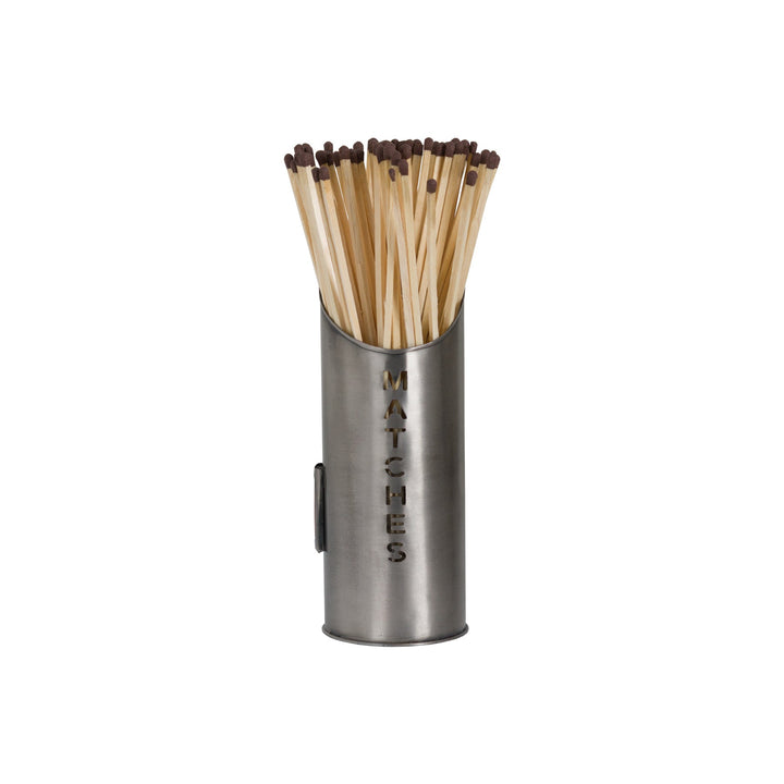 Pewter Finish Logs And Kindling Buckets & Matchstick Holder - Modern Rattan Ltd