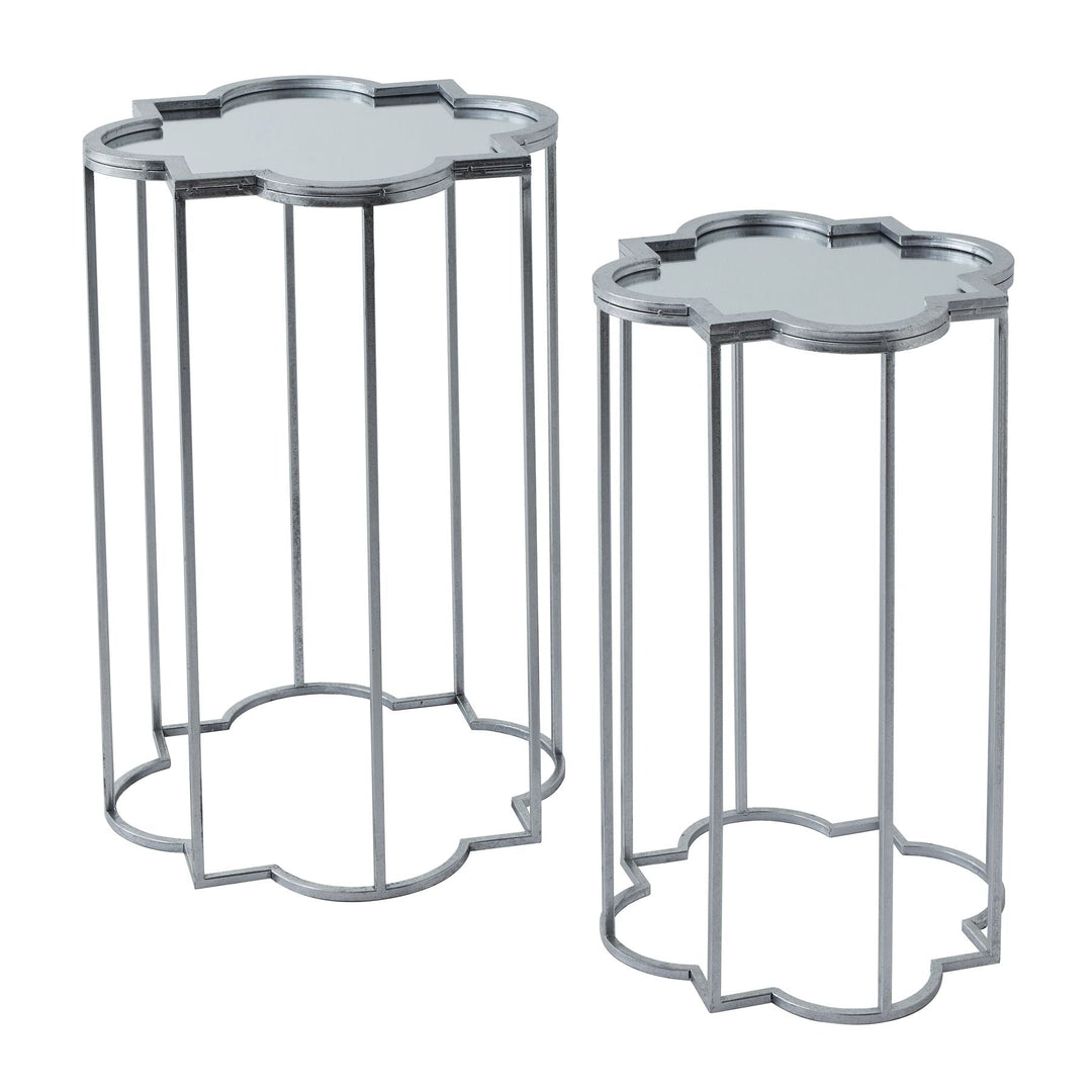 Quarter Foil Mirrored Set Of Two Side Tables - Modern Rattan Ltd