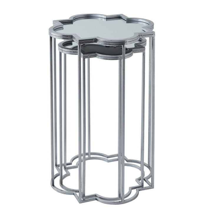 Quarter Foil Mirrored Set Of Two Side Tables - Modern Rattan Ltd