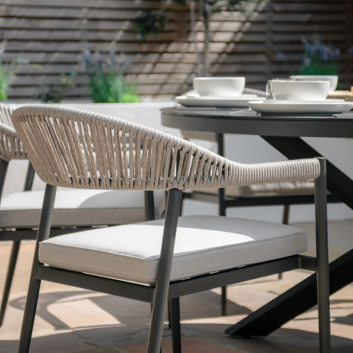 Roma 4 Seat Round Dining Set - Clay Stone Grey - Modern Rattan Ltd