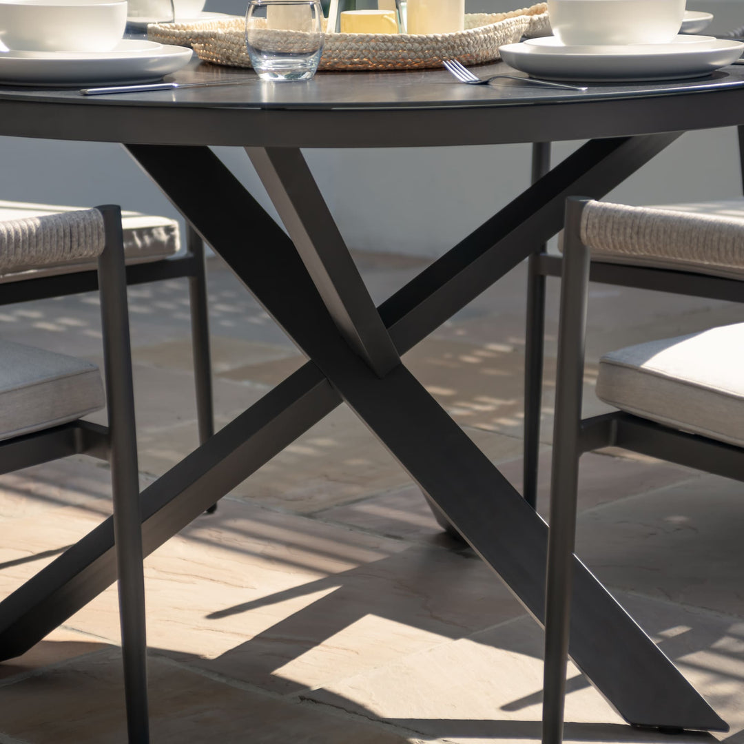 Roma 4 Seat Round Dining Set - Clay Stone Grey - Modern Rattan Ltd