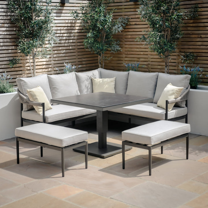 Roma Corner Dining Set - Clay Stone Grey - Modern Rattan Ltd