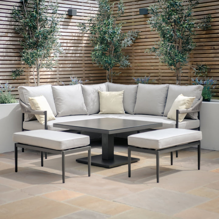 Roma Corner Dining Set - Clay Stone Grey - Modern Rattan Ltd