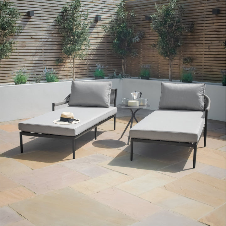 Roma Double Sunlounger Set - Clay Stone Grey - Modern Rattan Ltd