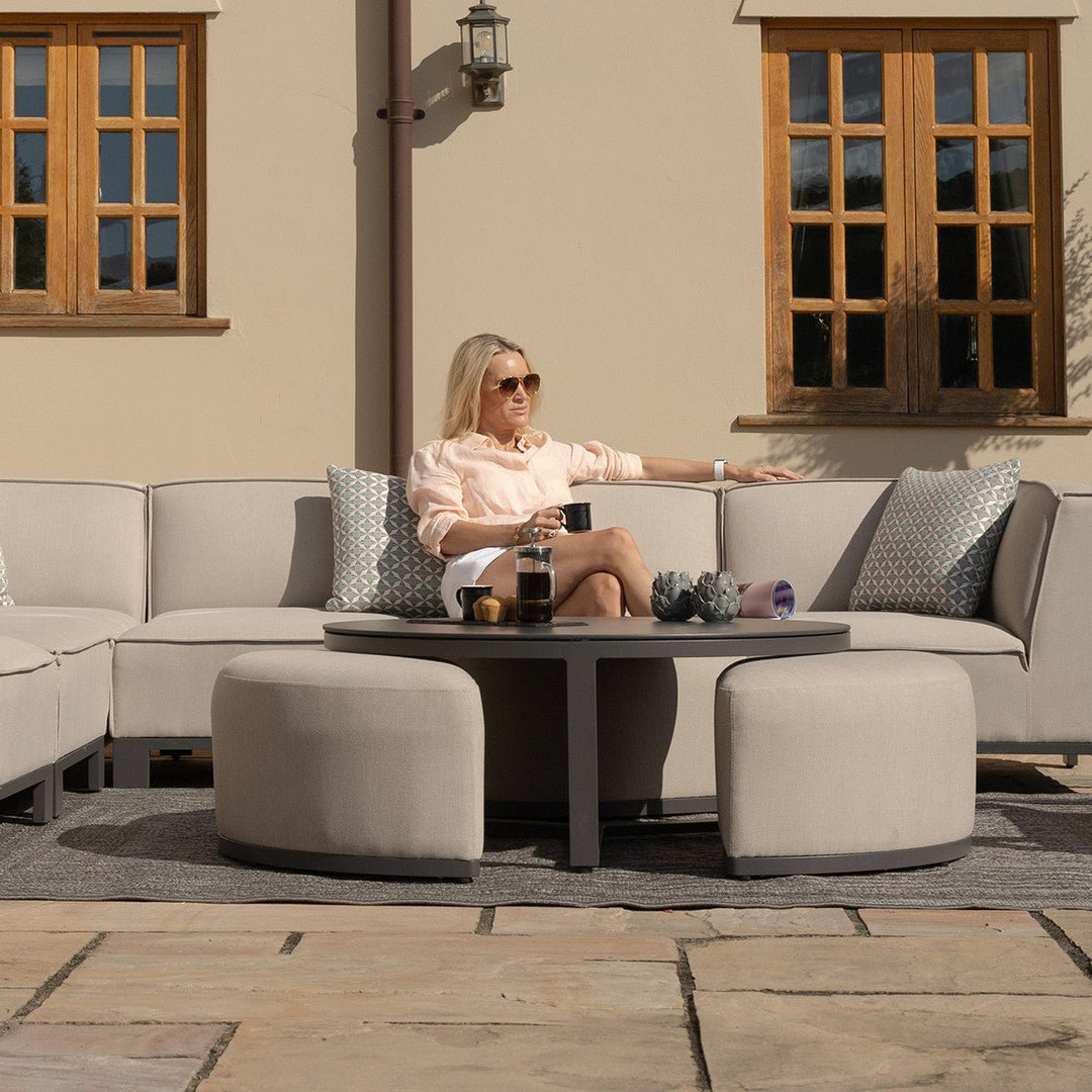 Round Coffee Table With 3 Footstools - Modern Rattan Ltd