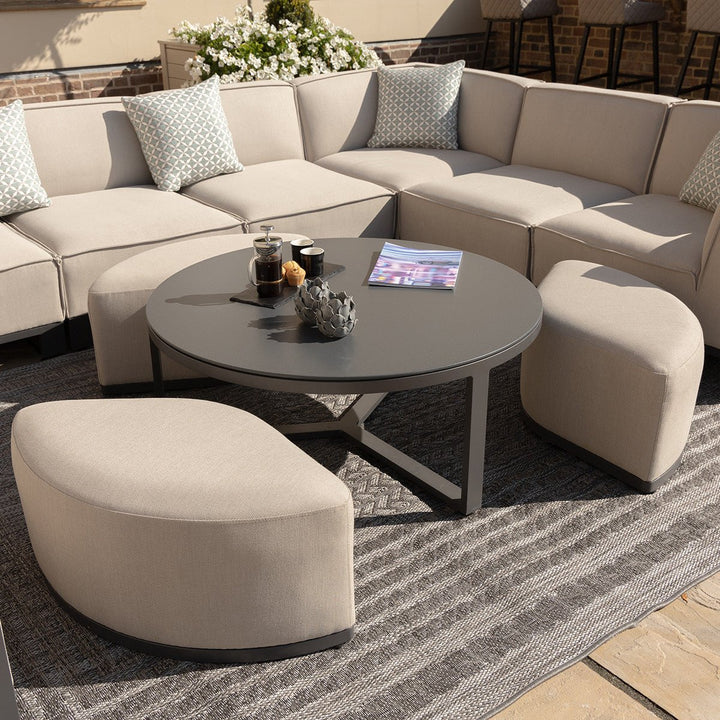 Round Coffee Table With 3 Footstools - Modern Rattan Ltd