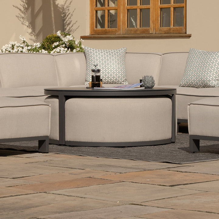 Round Coffee Table With 3 Footstools - Modern Rattan Ltd