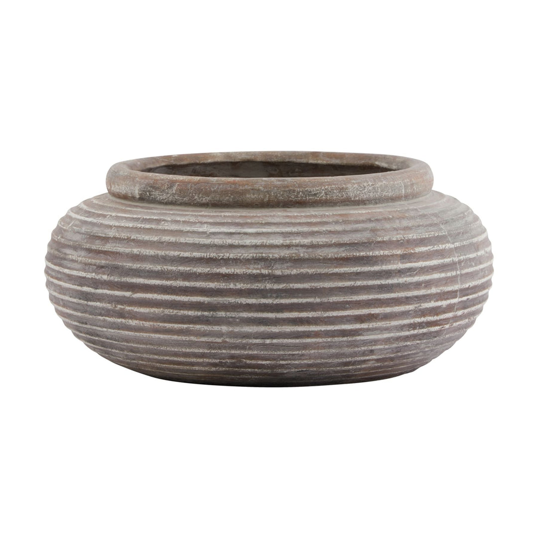 Siena Brown Round Ribbed Planter - Modern Rattan Ltd