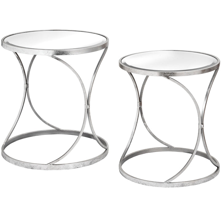 Silver Curved Design Set Of 2 Side Tables - Modern Rattan Ltd