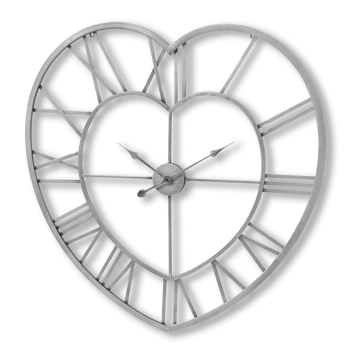 Silver Heart Skeleton Wall Clock - Modern Rattan Ltd