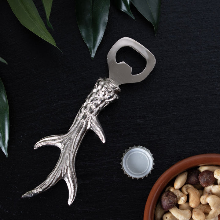 Silver Nickel Antler Bottle Opener - Modern Rattan Ltd