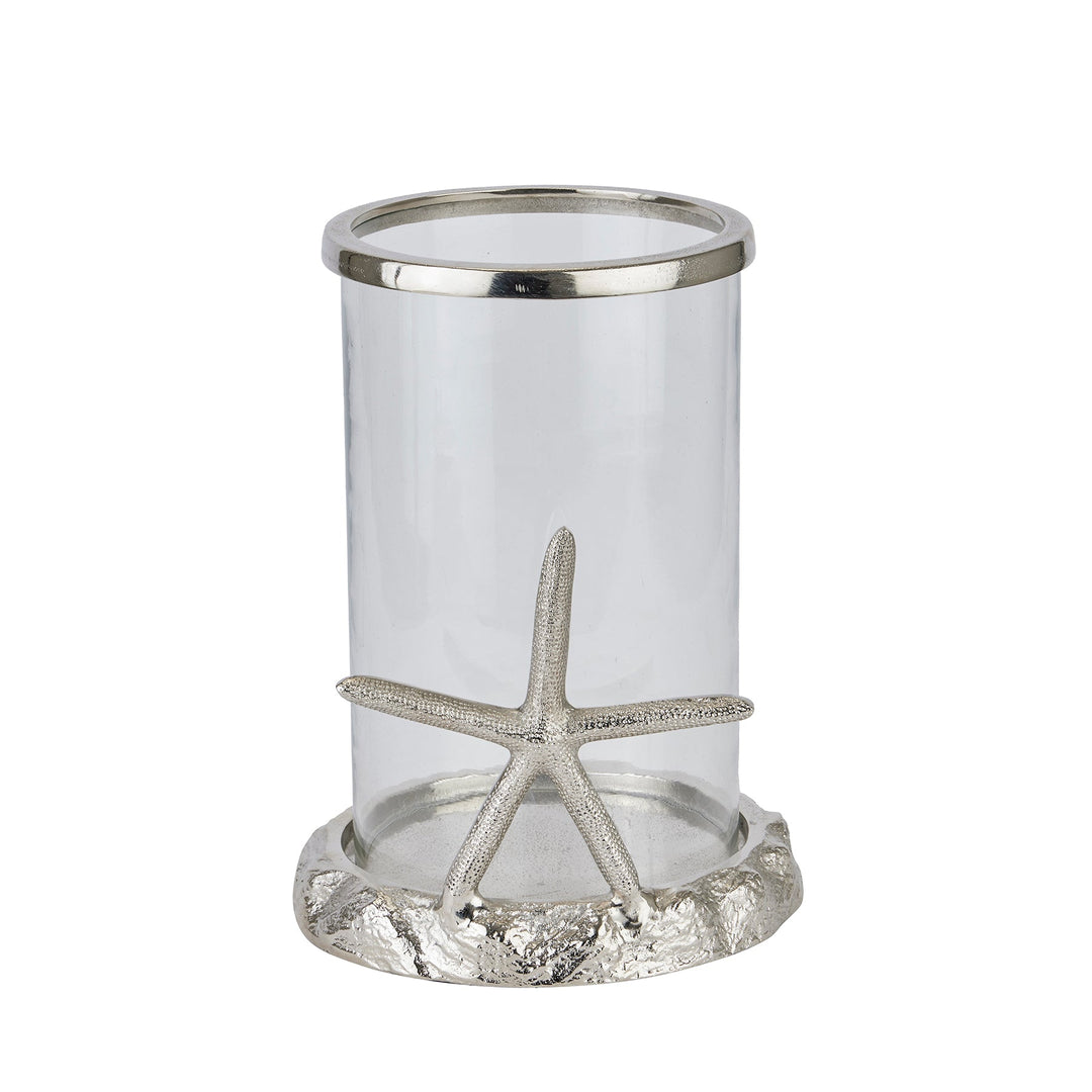 Silver Starfish Candle Hurricane Lantern - Modern Rattan Ltd