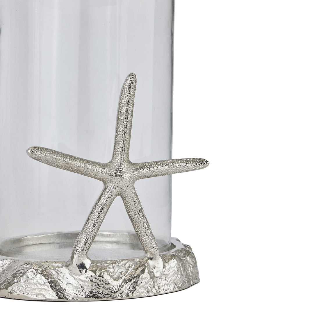 Silver Starfish Candle Hurricane Lantern - Modern Rattan Ltd