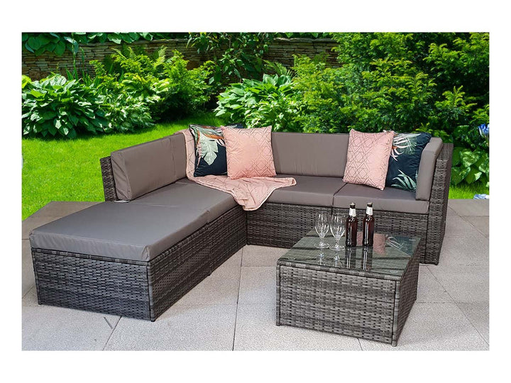 Stella Modular Rattan Corner Sofa In 8mm Flat Grey Weave - STEL0333 - Modern Rattan Ltd