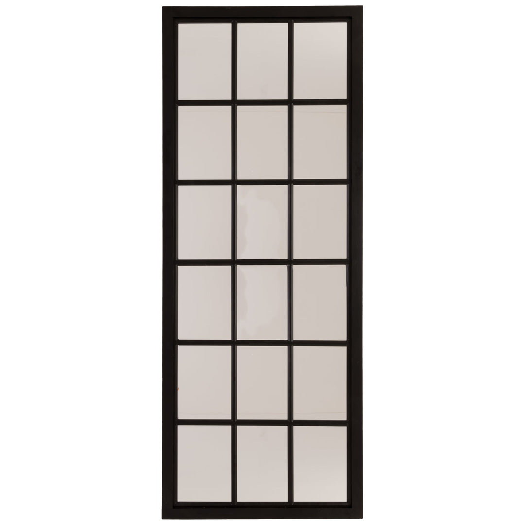 Tall Black Wooden Window Mirror - Modern Rattan Ltd