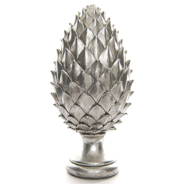 Tall Large Silver Pinecone Finial - Modern Rattan Ltd