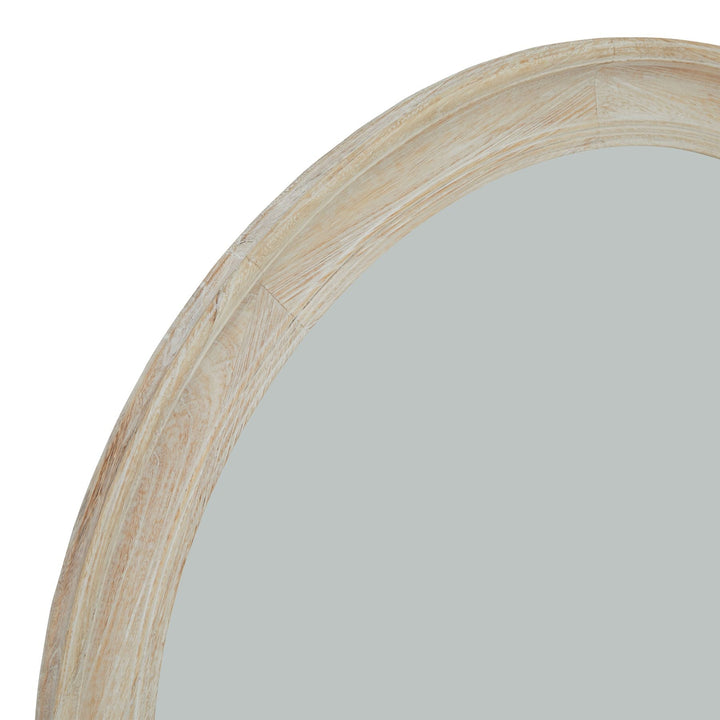 Washed Wood Round Framed Large Mirror - Modern Rattan Ltd