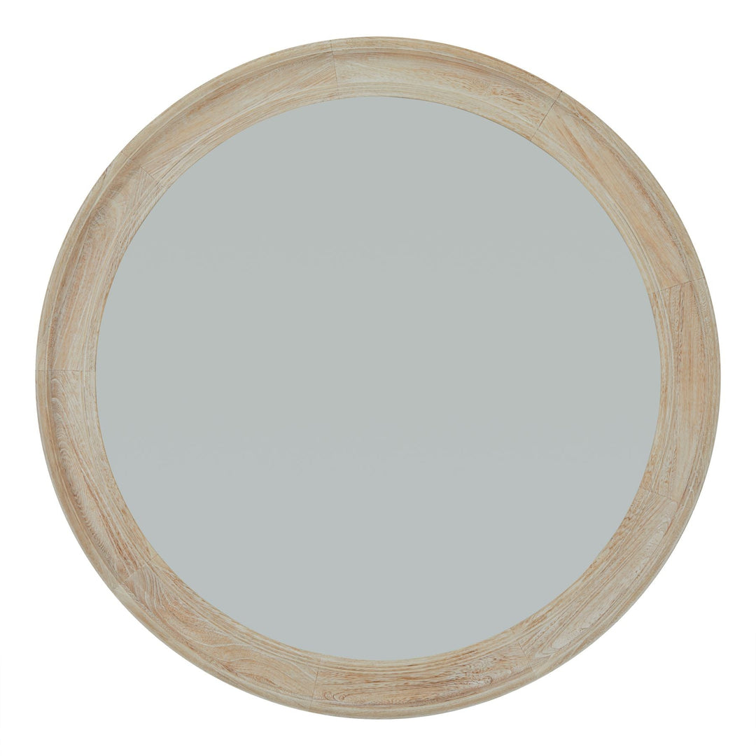 Washed Wood Round Framed Large Mirror - Modern Rattan Ltd