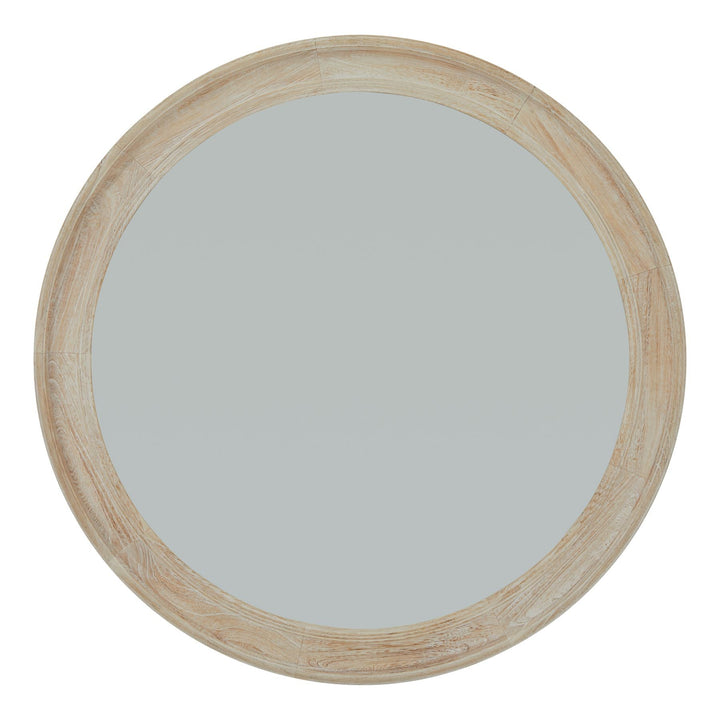 Washed Wood Round Framed Large Mirror - Modern Rattan Ltd