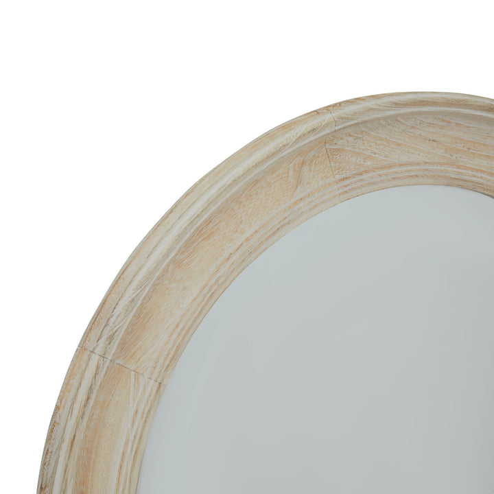 Washed Wood Round Framed Mirror - Modern Rattan Ltd