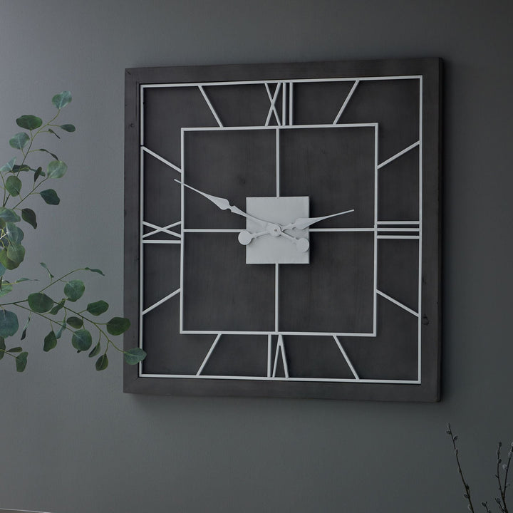 Williston Grey Square Wall Clock - Modern Rattan Ltd