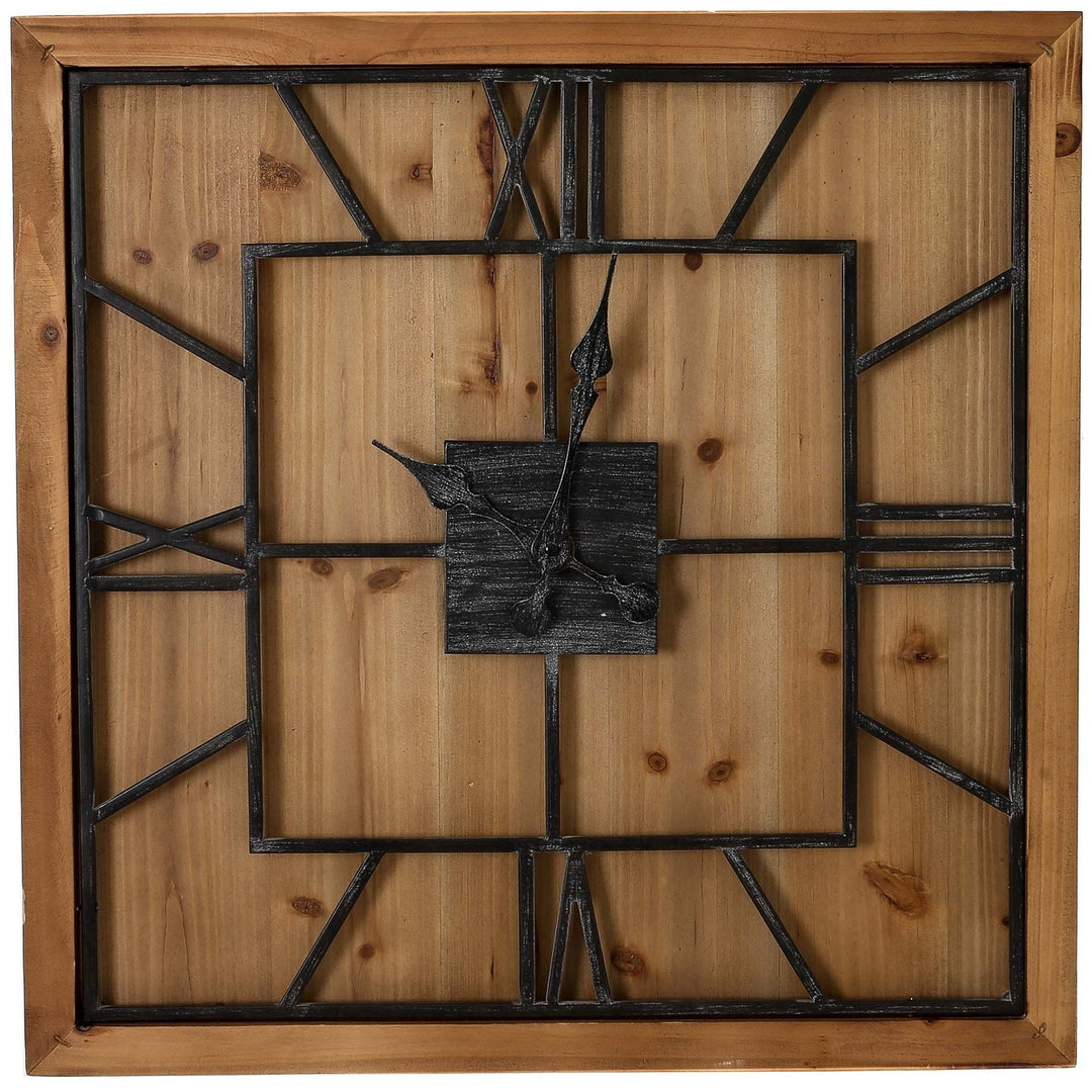 Williston Square Large Wooden Wall Clock - Modern Rattan Ltd