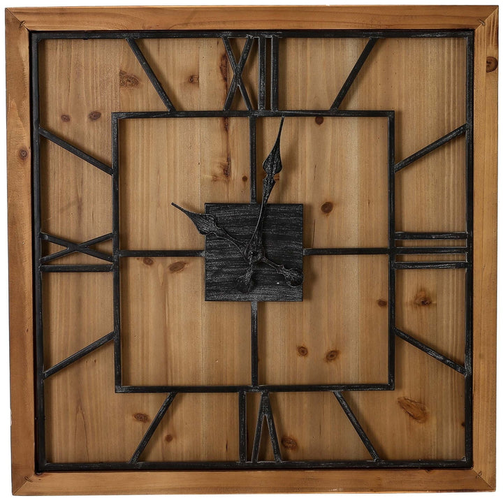 Williston Square Large Wooden Wall Clock - Modern Rattan Ltd