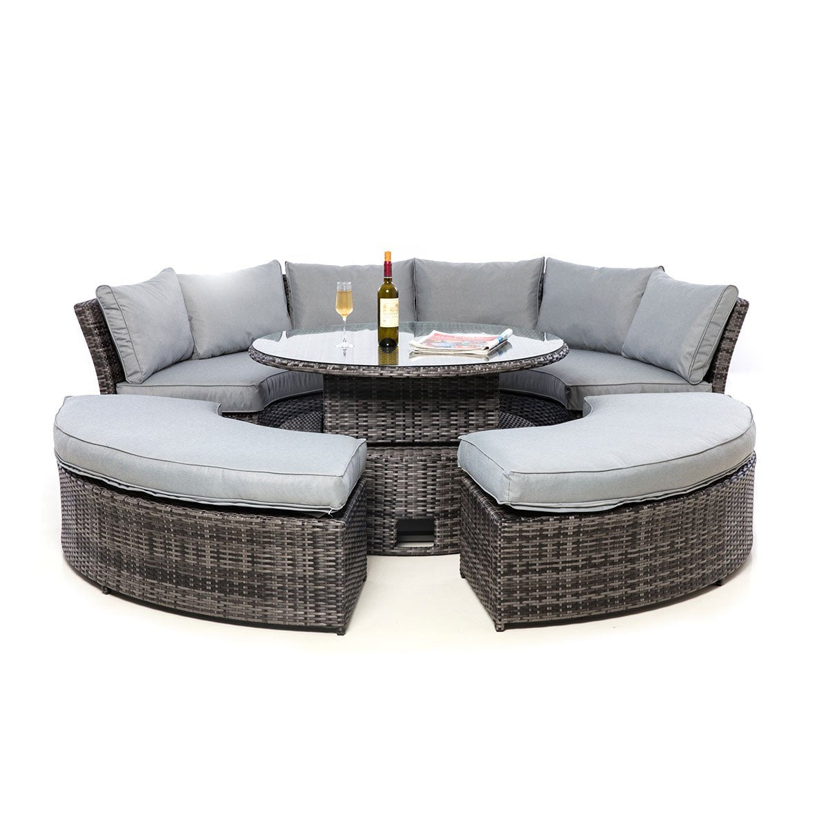 Maze rattan chelsea lifestyle suite with 2024 glass table top grey flat weave