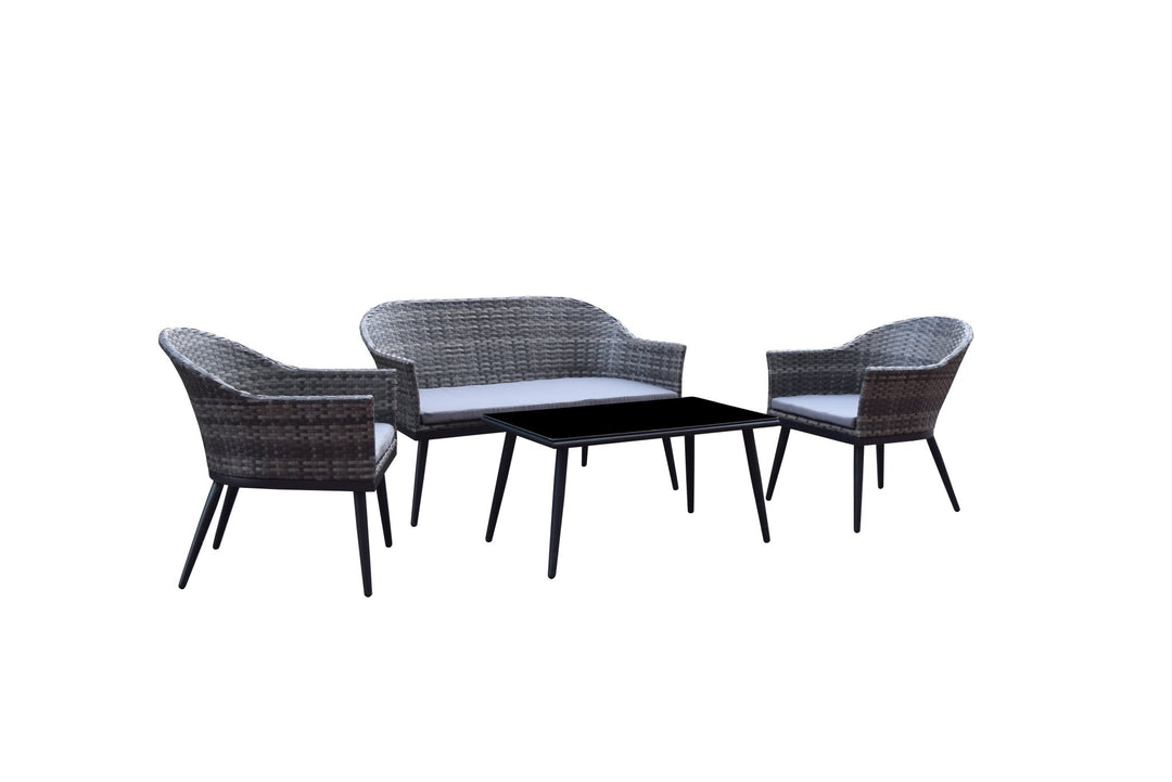 Della 4 seat sofa set with coffee table in grey weave - DELL0342 - Modern Rattan