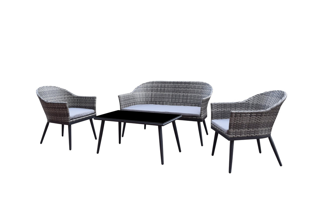 Della 4 seat sofa set with coffee table in grey weave - DELL0342 - Modern Rattan