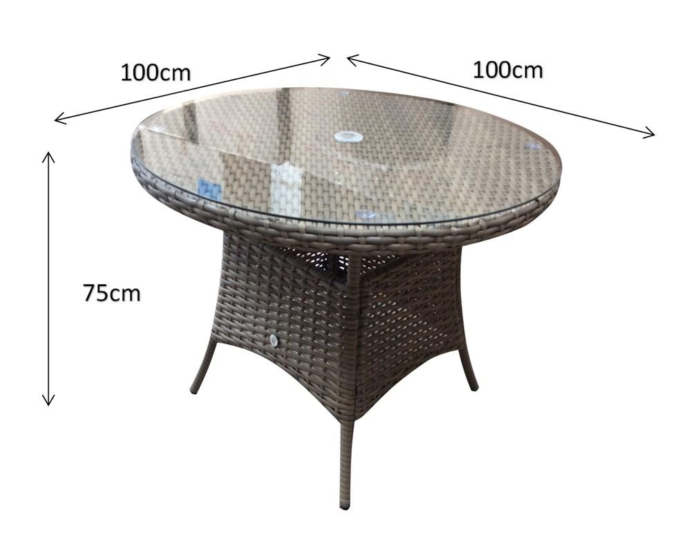 Emily Round table 100cm in Mixed Grey - Modern Rattan