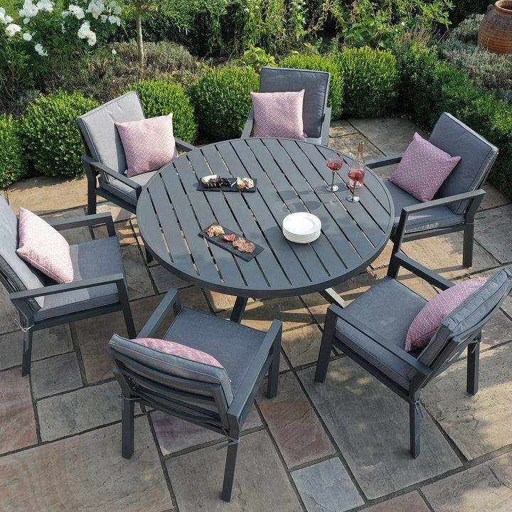 Maze - New York 6 Seat Round Dining Set - Modern Rattan