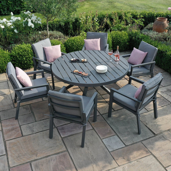 Maze - New York 6 Seat Round Dining Set - Modern Rattan