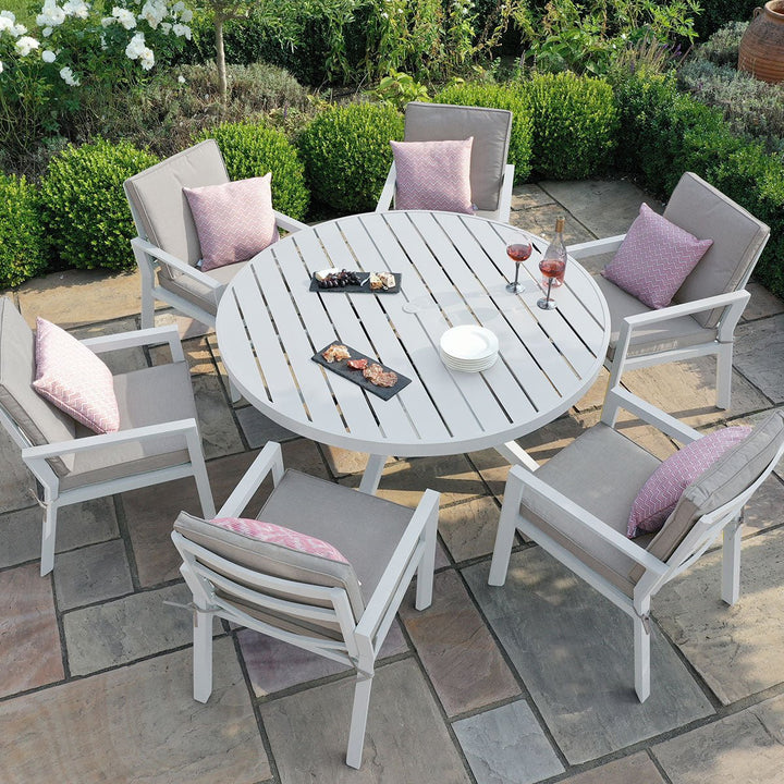 Maze - New York 6 Seat Round Dining Set - Modern Rattan