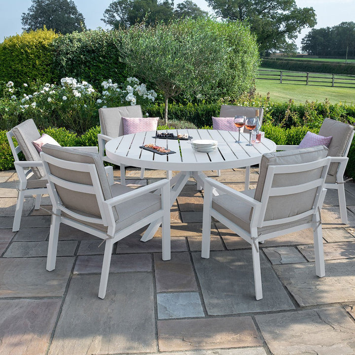 Maze - New York 6 Seat Round Dining Set - Modern Rattan