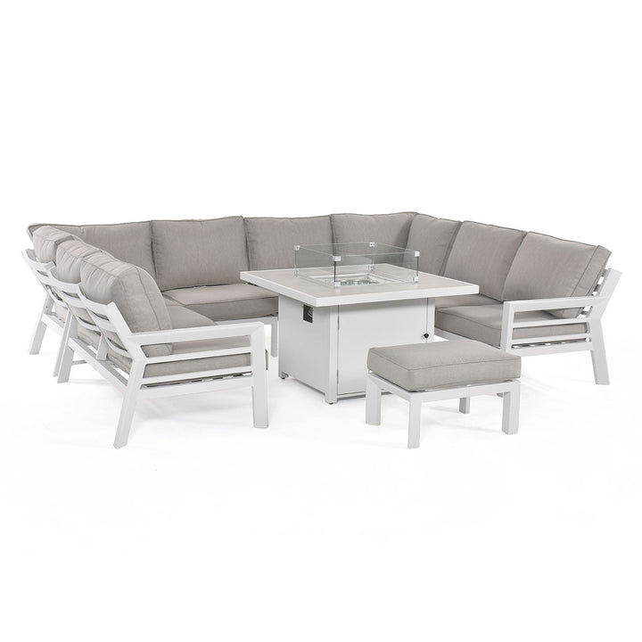 Maze - New York U-Shaped Sofa Set with Fire Pit Table - Modern Rattan