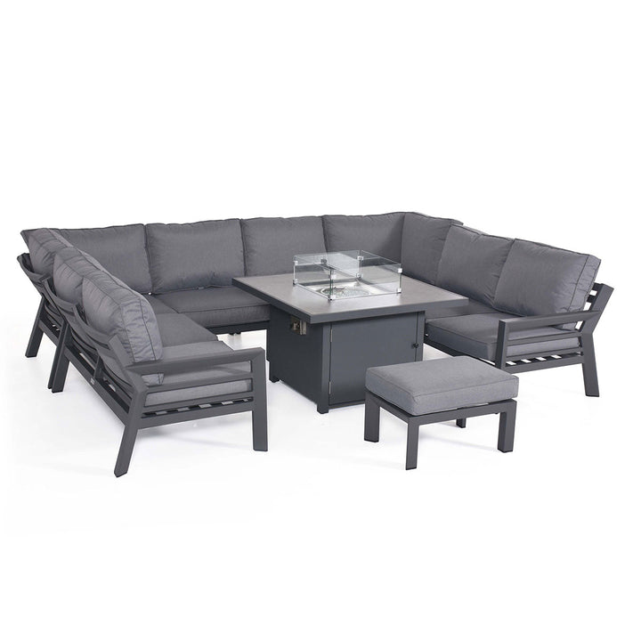 Maze - New York U-Shaped Sofa Set with Fire Pit Table - Modern Rattan