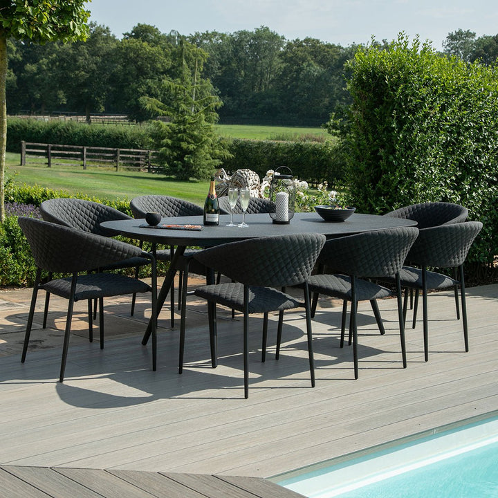 Pebble 8 Seat Oval Dining Set - Modern Rattan